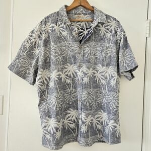 Faherty Mens Shirt XL Short Sleeve Breeze South Palms Print Hem Hawaiian Resort